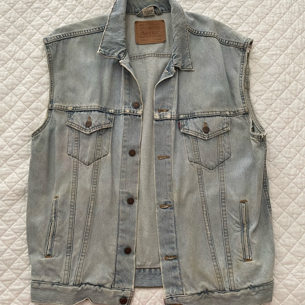 Levi Strauss 1980s Denim Vest with Patches XL